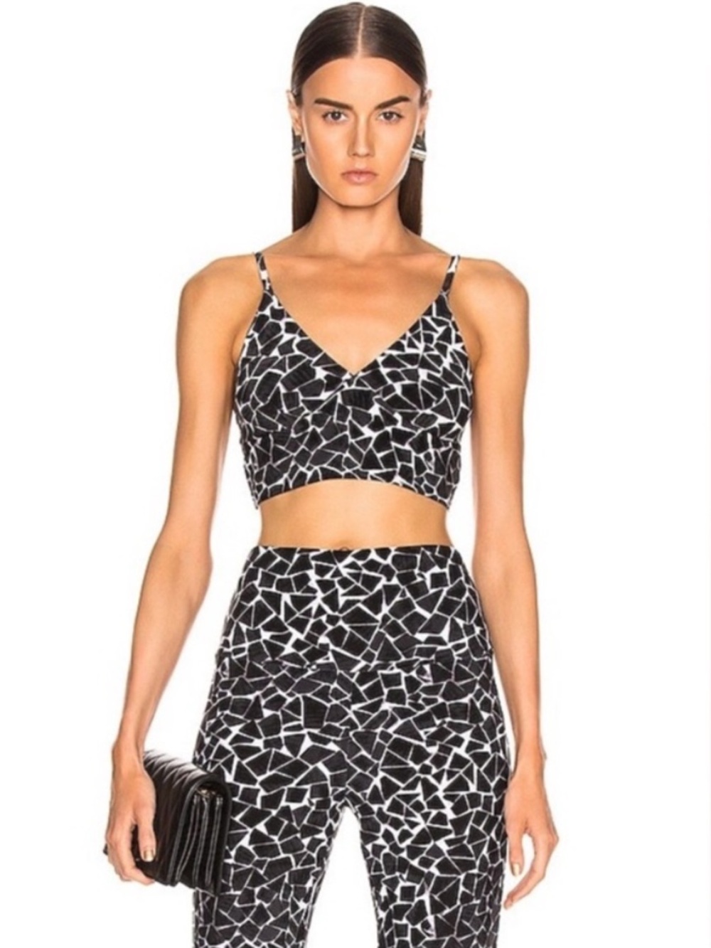 Norma Kamali Black & White Mosaic Print  Slip Bralette NWT
